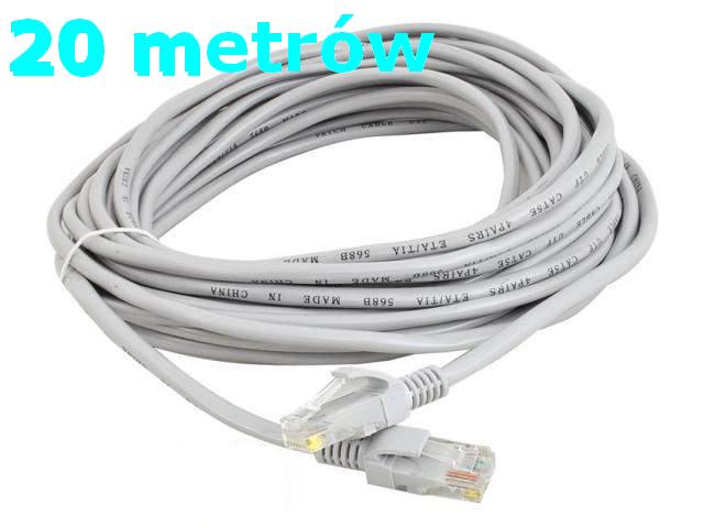 Kabel sieciowy + wtyczki lan ethernet rj45 20 metr