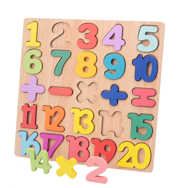 Cyferki edukacyjne klocki drewniane liczenie puzle