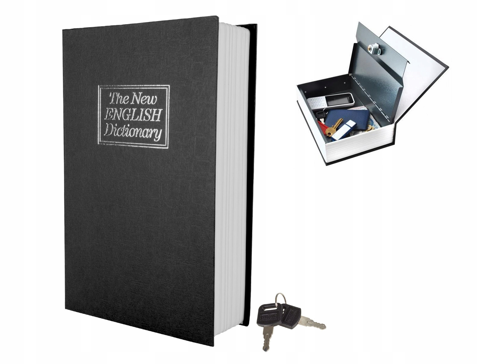Sejf kasetka w książce książka skrytka + klucze