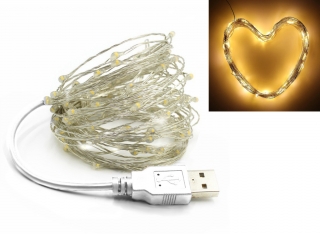 Lampki choinkowe drucik białe 50 led na usb